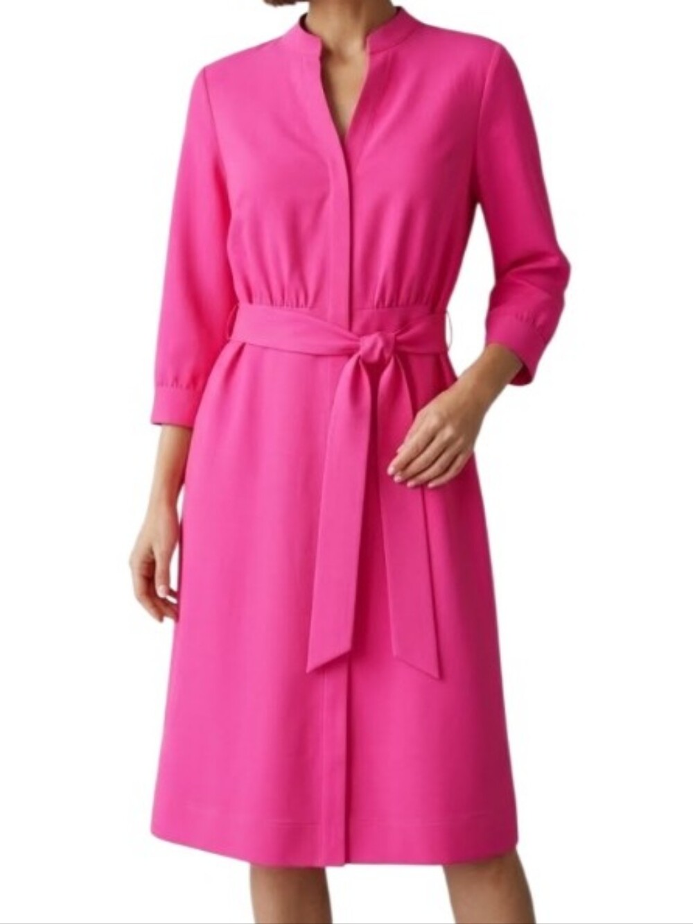 NWT Tory Burch JUDI Fuchsia Belted Front Slit Midi Dress